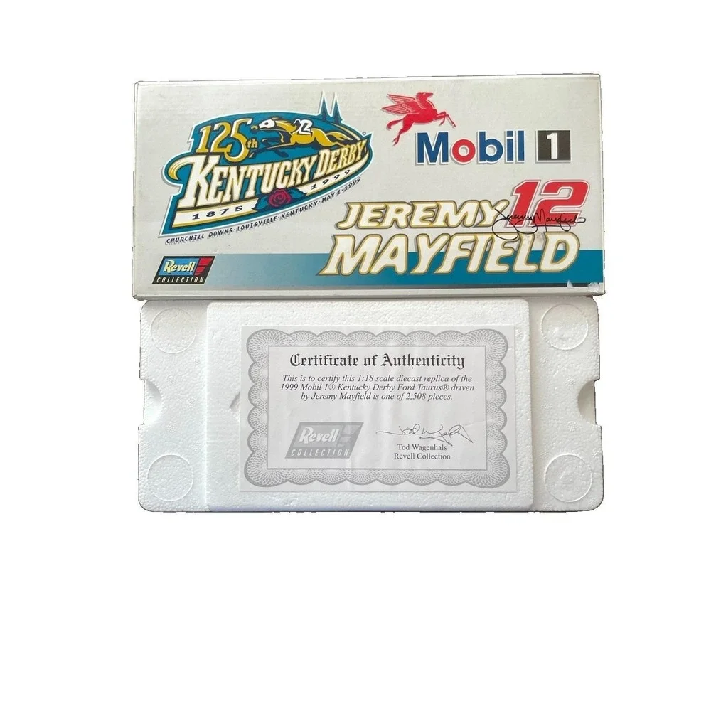 Jeremy Mayfield 1999 #12 Mobil 1 Kentucky Derby Ford 1/18 Nascar Diecast w/COA